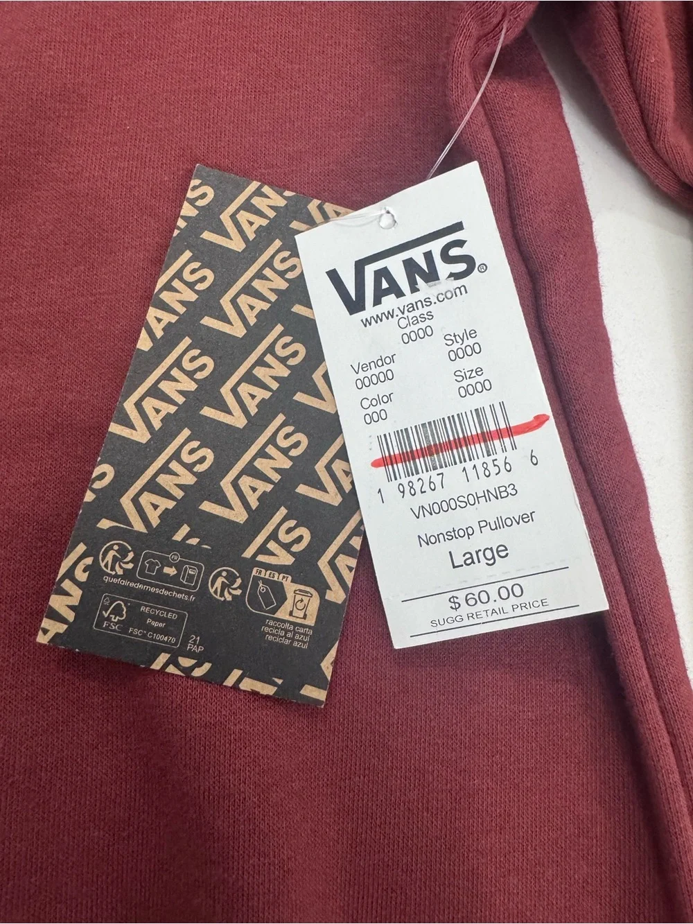 Vans Men's Brick Red 'Off The Wall' Graphic Hoodie - Picture 2 of 6